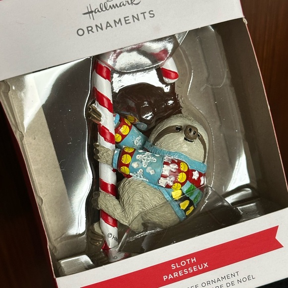 Hallmark Christmas Ornament Sloth figure wearing colorful sweater - Picture 4 of 8